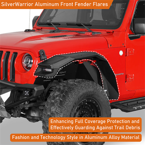 Load image into Gallery viewer, Hooke Road Aluminum Front Fender Flares for Jeep Wrangler JL 2018-2024 &amp; Gladiator JT 2020-2024 b3076s 9
