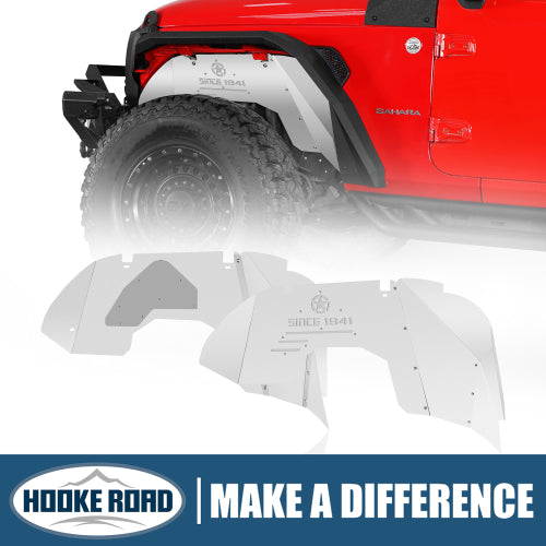 Hooke Road Aluminum Front Inner Fender Liners for 2018-2024 Jeep Wrangler JL & Gladiator JT, Excluding Mojave, Rubicon 3.6L Engine Edtion b3071s 12