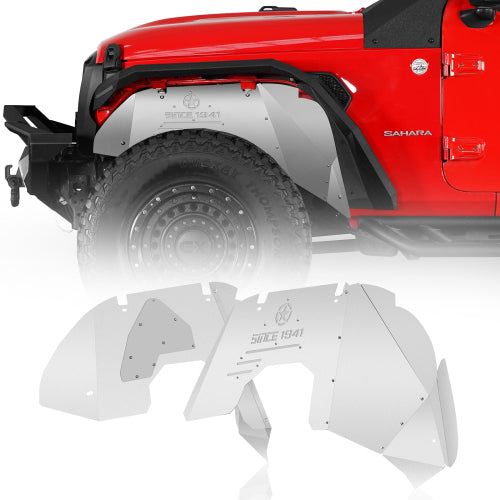 Load image into Gallery viewer, Hooke Road Aluminum Front Inner Fender Liners for 2018-2024 Jeep Wrangler JL &amp; Gladiator JT, Excluding Mojave, Rubicon 3.6L Engine Edtion b3071s 1
