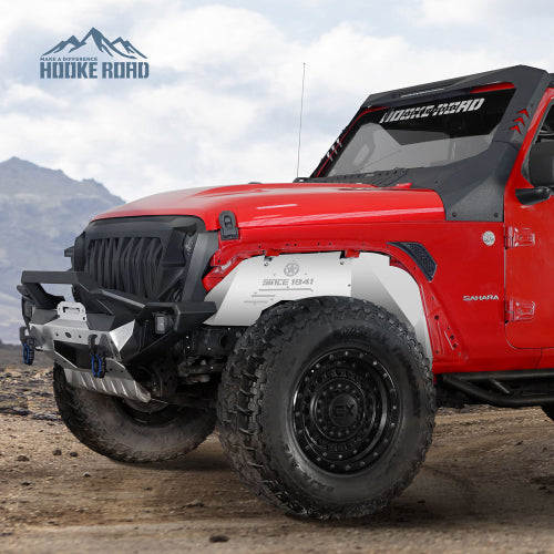 Hooke Road Aluminum Front Inner Fender Liners for 2018-2024 Jeep Wrangler JL & Gladiator JT, Excluding Mojave, Rubicon 3.6L Engine Edtion b3071s 3