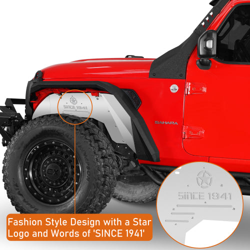 Hooke Road Aluminum Front Inner Fender Liners for 2018-2024 Jeep Wrangler JL & Gladiator JT, Excluding Mojave, Rubicon 3.6L Engine Edtion b3071s 9