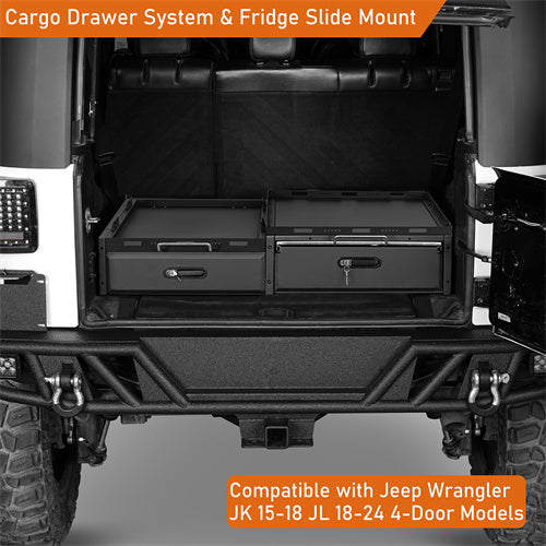 Hooke Road Jeep Wrangler Drawer System & Fridge Slide Mount for 2015-2024 Jeep Wrangler JK JL 4-Door b2089s 20