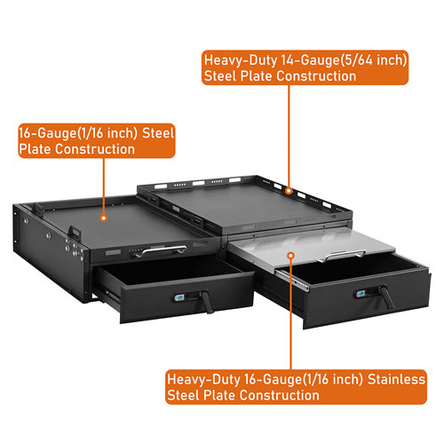 Load image into Gallery viewer, Hooke Road Jeep Wrangler Drawer System &amp; Fridge Slide Mount for 2015-2024 Jeep Wrangler JK JL 4-Door b2089s 24
