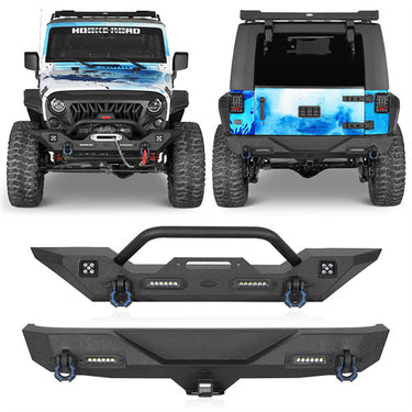 HookeRoad Jeep JK Front and Rear Bumper Combo for 07-18 Jeep Wrangler ...