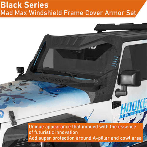 Hooke Road Jeep JK Windshield Frame Armor for 2007-2018 Jeep Wrangler JK b2108bs 7