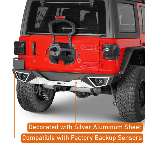 Hooke Road Jeep JL Aluminum Rear Bumper with Standard Hitch Receiver for Jeep Wrangler JL 2018-2024  b3068s 11