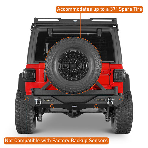 Hooke Road Jeep JL Rear Bumper with Tire Carrier for 2018-2024 Jeep Wrangler JL b3002s 10