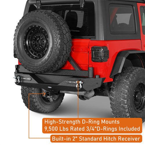 Hooke Road Jeep JL Rear Bumper with Tire Carrier for 2018-2024 Jeep Wrangler JL b3002s 12