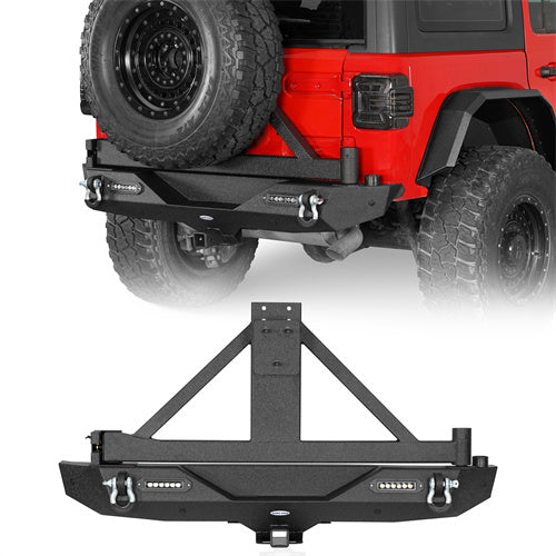 Hooke Road Jeep JL Rear Bumper with Tire Carrier for 2018-2024 Jeep Wrangler JL b3002s 1