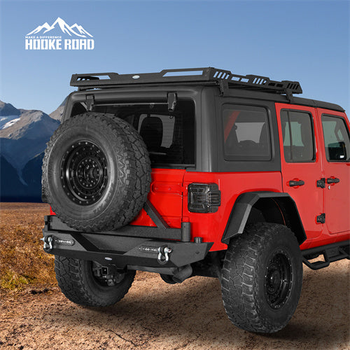 Hooke Road Jeep JL Rear Bumper with Tire Carrier for 2018-2024 Jeep Wrangler JL b3002s 4