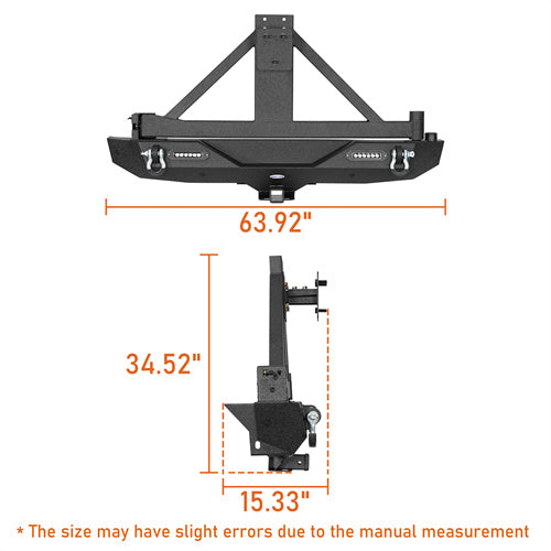 Load image into Gallery viewer, Hooke Road Jeep JL Rear Bumper with Tire Carrier for 2018-2024 Jeep Wrangler JL b3002s 8
