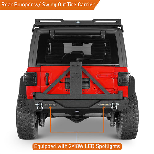 Hooke Road Jeep JL Rear Bumper with Tire Carrier for 2018-2024 Jeep Wrangler JL b3002s 9