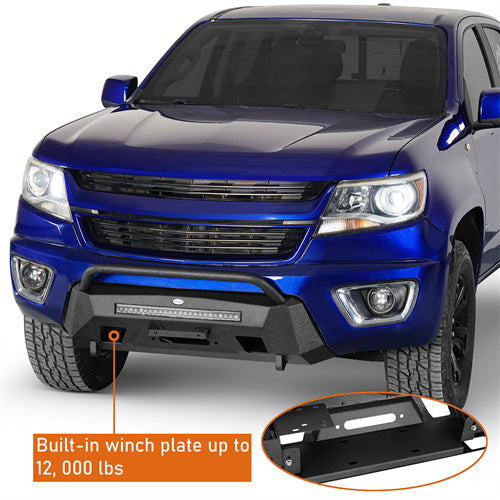 Load image into Gallery viewer, Hooke Road Stubby Front Bumper w/ Winch Plate for 2015-2020 Chevy Colorado, Excluding ZR2 Models b9113s 11
