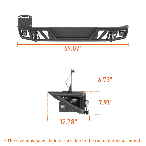 Hooke Road Jeep Wrangler JK Rear Bumper Tube Bumper for 2007-2018 Jeep Wrangler JK  b2102s 8