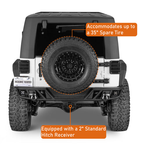 Hooke Road Jeep Wrangler JK Rear Bumper Tube Bumper for 2007-2018 Jeep Wrangler JK  b2102s 9