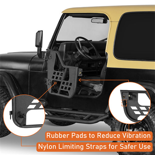 Load image into Gallery viewer, Hooke Road Jeep Half Doors Tubular Door Guards for 1976-1986 Jeep CJ-7 &amp; 1987-1995 YJ Wrangler b1063s  7
