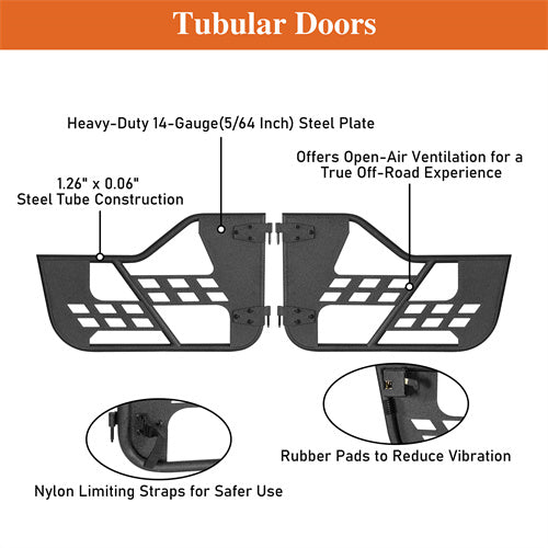 Load image into Gallery viewer, Hooke Road Jeep Half Doors Tubular Door Guards for 1976-1986 Jeep CJ-7 &amp; 1987-1995 YJ Wrangler b1063s  9
