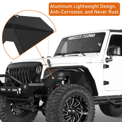 Hooke Road Jeep JK Aluminum Front Inner Fender Liners for 2007-2018 Jeep Wrangler JK b2115s 11