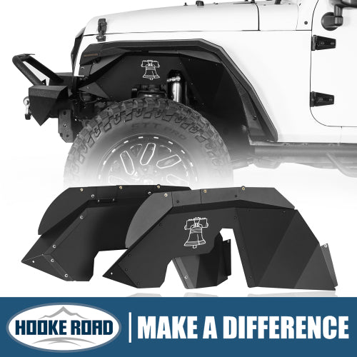 Load image into Gallery viewer, Hooke Road Jeep JK Aluminum Front Inner Fender Liners for 2007-2018 Jeep Wrangler JK b2115s 13
