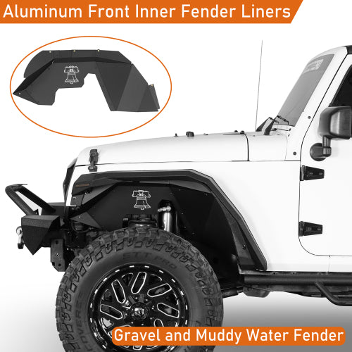 Hooke Road Jeep JK Aluminum Front Inner Fender Liners for 2007-2018 Jeep Wrangler JK b2115s 9