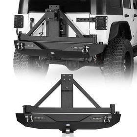 HookeRoad Jeep JK Rear Bumper w/Tire Carrier & Hitch Receiver for 2007-2018 Jeep Wrangler JK  b2029s 2