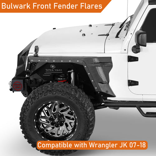 Load image into Gallery viewer, Hooke Road Jeep JK Front Fender Flares for 2007-2018 Jeep Wrangler JK b2103 10
