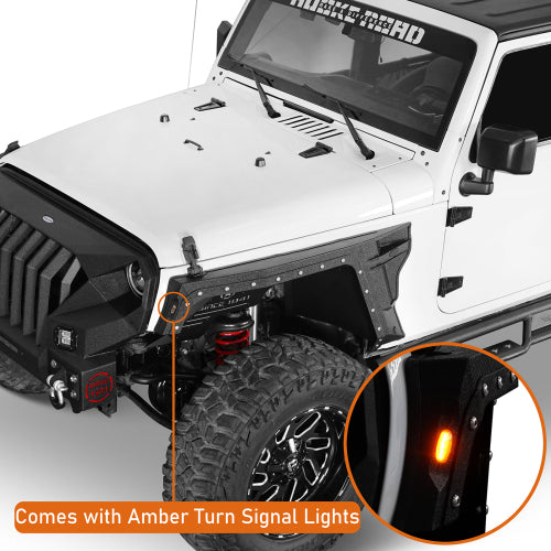 Load image into Gallery viewer, Hooke Road Jeep JK Front Fender Flares for 2007-2018 Jeep Wrangler JK b2103 12
