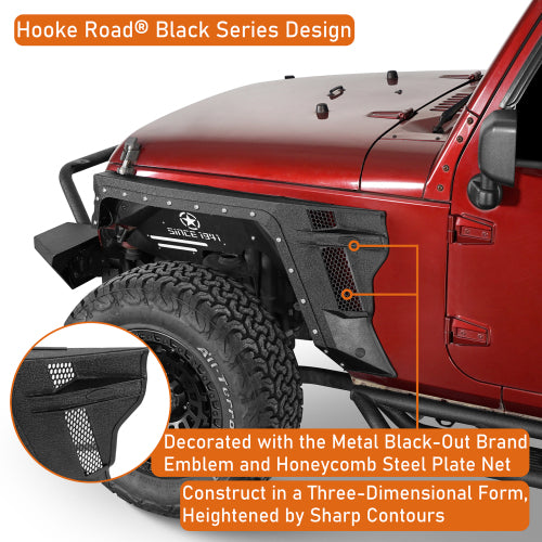 Load image into Gallery viewer, Hooke Road Jeep JK Front Fender Flares for 2007-2018 Jeep Wrangler JK b2103 14
