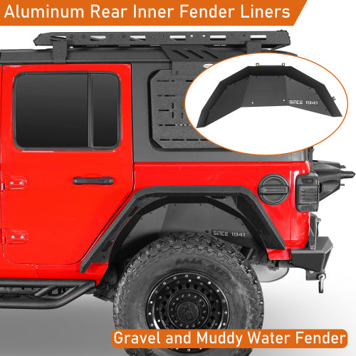 Hooke Road Jeep JL Aluminum Rear Wheel Well Liners for 2018-2024 Jeep Wrangler JL b3070s 10