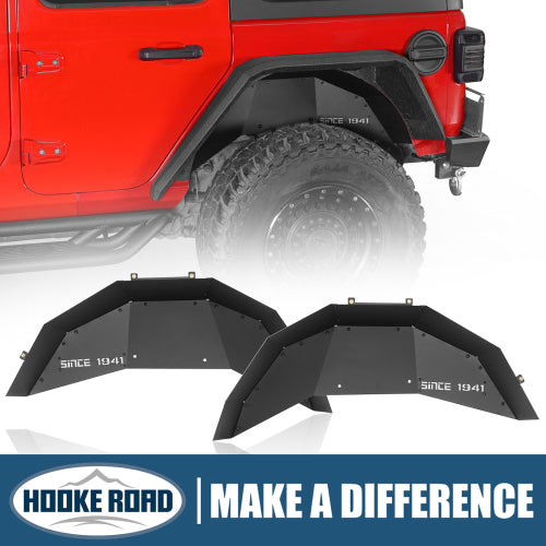 Hooke Road Jeep JL Aluminum Rear Wheel Well Liners for 2018-2024 Jeep Wrangler JL b3070s 13