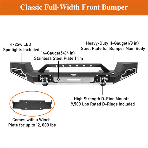 Load image into Gallery viewer, HookeRoad Jeep JL Full Width Front Bumper w/Winch Plate for 2018-2024 Jeep Wrangler JL b3013s 12
