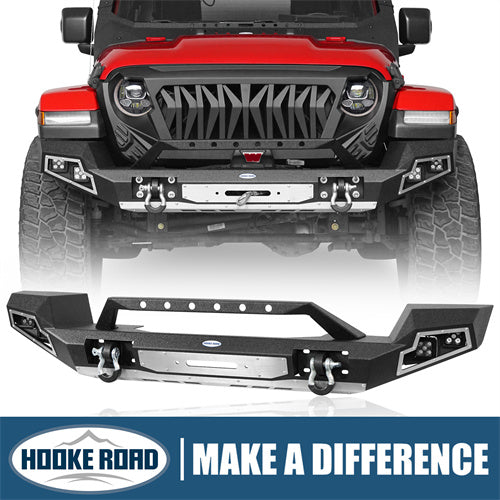 Load image into Gallery viewer, HookeRoad Jeep JL Full Width Front Bumper w/Winch Plate for 2018-2024 Jeep Wrangler JL b3013s 1
