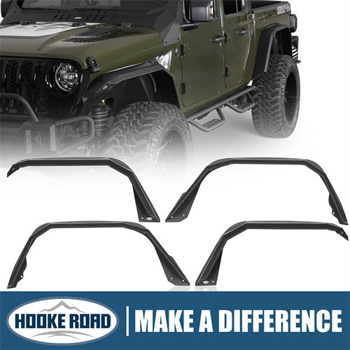 Hooke Road Jeep JT Flat Style Fender Flares for 2020-2024 Jeep Gladiator JT b7022ab 12