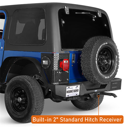 Load image into Gallery viewer, Hooke Road Jeep Rear Bumper w/Hitch Receiver for 1987-2006 Jeep Wrangler TJ &amp; YJ b1039s 10
