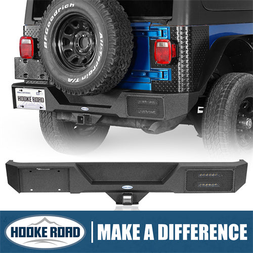 Load image into Gallery viewer, Hooke Road Jeep Rear Bumper w/Hitch Receiver for 1987-2006 Jeep Wrangler TJ &amp; YJ b1039s 12
