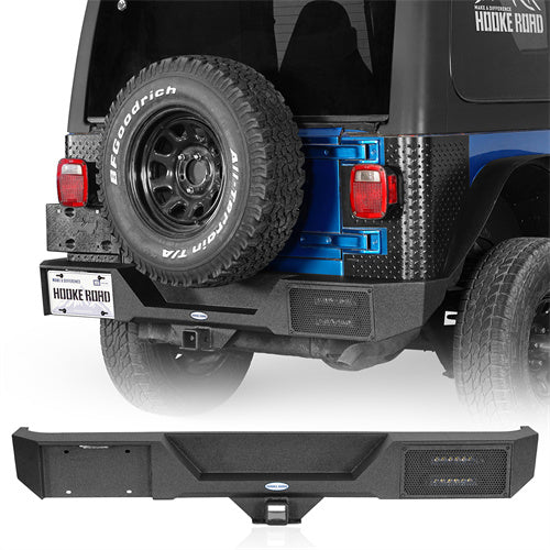 Load image into Gallery viewer, Hooke Road Jeep Rear Bumper w/Hitch Receiver for 1987-2006 Jeep Wrangler TJ &amp; YJ b1039s 1
