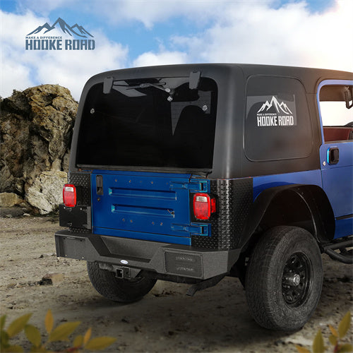 Load image into Gallery viewer, Hooke Road Jeep Rear Bumper w/Hitch Receiver for 1987-2006 Jeep Wrangler TJ &amp; YJ b1039s 4
