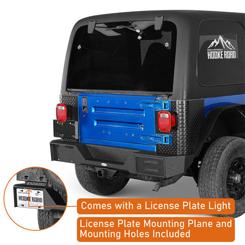 Load image into Gallery viewer, Hooke Road Jeep Rear Bumper w/Hitch Receiver for 1987-2006 Jeep Wrangler TJ &amp; YJ b1039s 9
