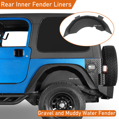 Load image into Gallery viewer, Hooke Road  Jeep TJ Rear Wheel Well Liners &quot;Since 1941&quot; for 1997-2006 Jeep Wrangler TJ b1035s 9
