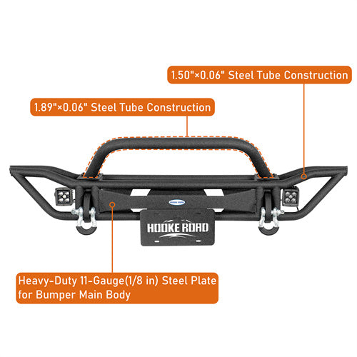 Load image into Gallery viewer, Hooke Road Jeep Tubular Front Bumper for 1997-2006 Jeep Wrangler TJ b1071s  12
