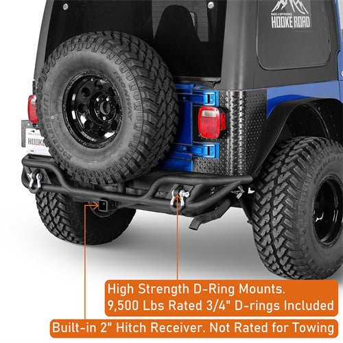 Load image into Gallery viewer, Hooke Road Jeep Tubular Rear Bumper for 1997-2006 Jeep Wrangler TJ b1072s 11
