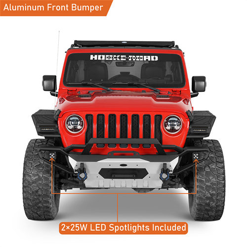 Load image into Gallery viewer, Hooke Road Jeep Wrangler Aluminum Front Bumper for 2018-2024 JL &amp; 2020-2024 GLadiator JT b3067s 10
