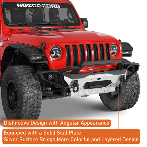 Load image into Gallery viewer, Hooke Road Jeep Wrangler Aluminum Front Bumper for 2018-2024 JL &amp; 2020-2024 GLadiator JT b3067s 11
