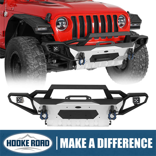 Load image into Gallery viewer, Hooke Road Jeep Wrangler Aluminum Front Bumper for 2018-2024 JL &amp; 2020-2024 GLadiator JT b3067s 13
