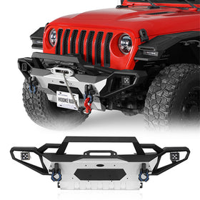 Hooke Road Jeep Wrangler Aluminum Front Bumper for 2018-2024 JL & 2020-2024 GLadiator JT b3067s 1