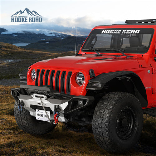 Load image into Gallery viewer, Hooke Road Jeep Wrangler Aluminum Front Bumper for 2018-2024 JL &amp; 2020-2024 GLadiator JT b3067s 4
