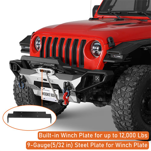 Load image into Gallery viewer, Hooke Road Jeep Wrangler Aluminum Front Bumper for 2018-2024 JL &amp; 2020-2024 GLadiator JT b3067s 9
