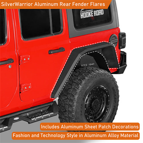 Hooke Road Jeep Wrangler JL Aluminum Rear Fender Flares for 2018-2024 Jeep Wrangler JL b3077s 7