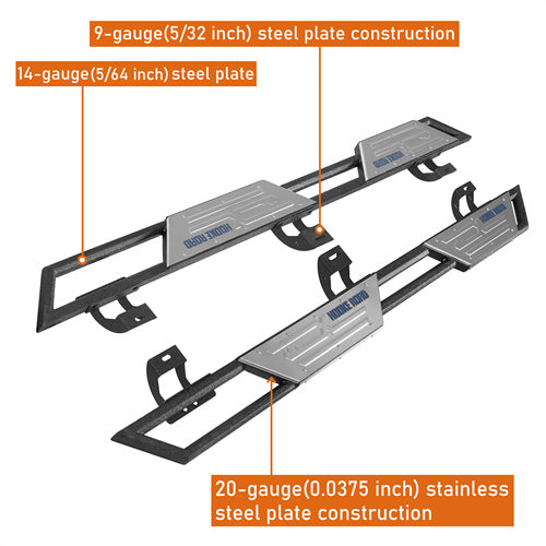 Load image into Gallery viewer, Hooke Road Jeep Wrangler Side Steps Step Bars Running Boards for 2018-2025 Jeep JL 4-Door b3084s 10
