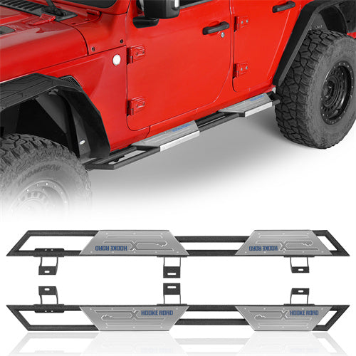 Hooke Road Jeep Wrangler Side Steps Step Bars Running Boards for 2018-2025 Jeep JL 4-Door b3084s 1